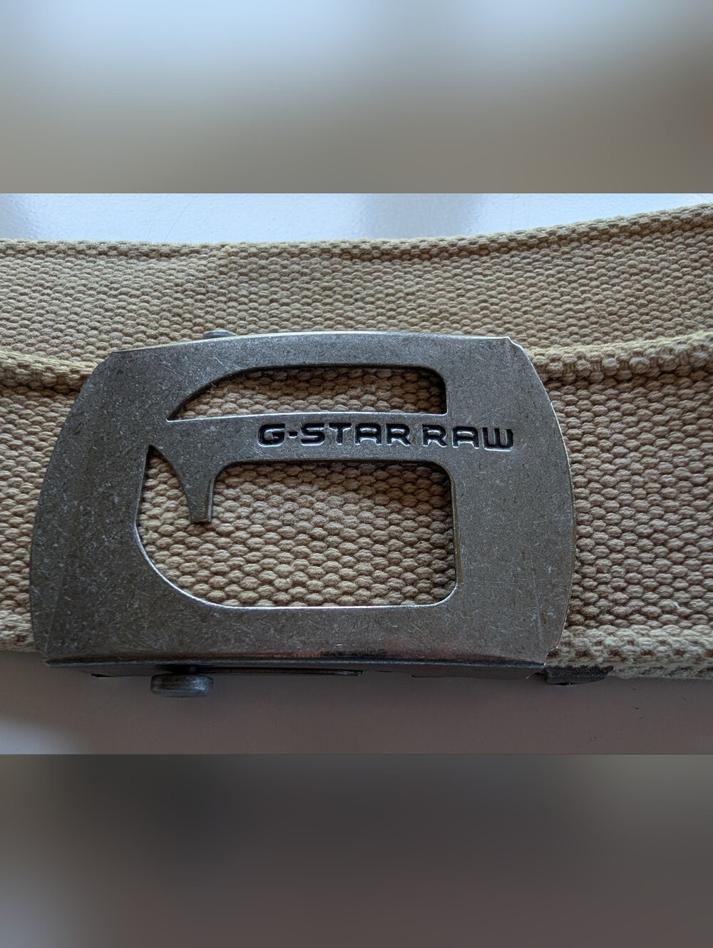 G-STAR Raw Canvas & Metal Military Slide Buckle Distressed Men's Belt